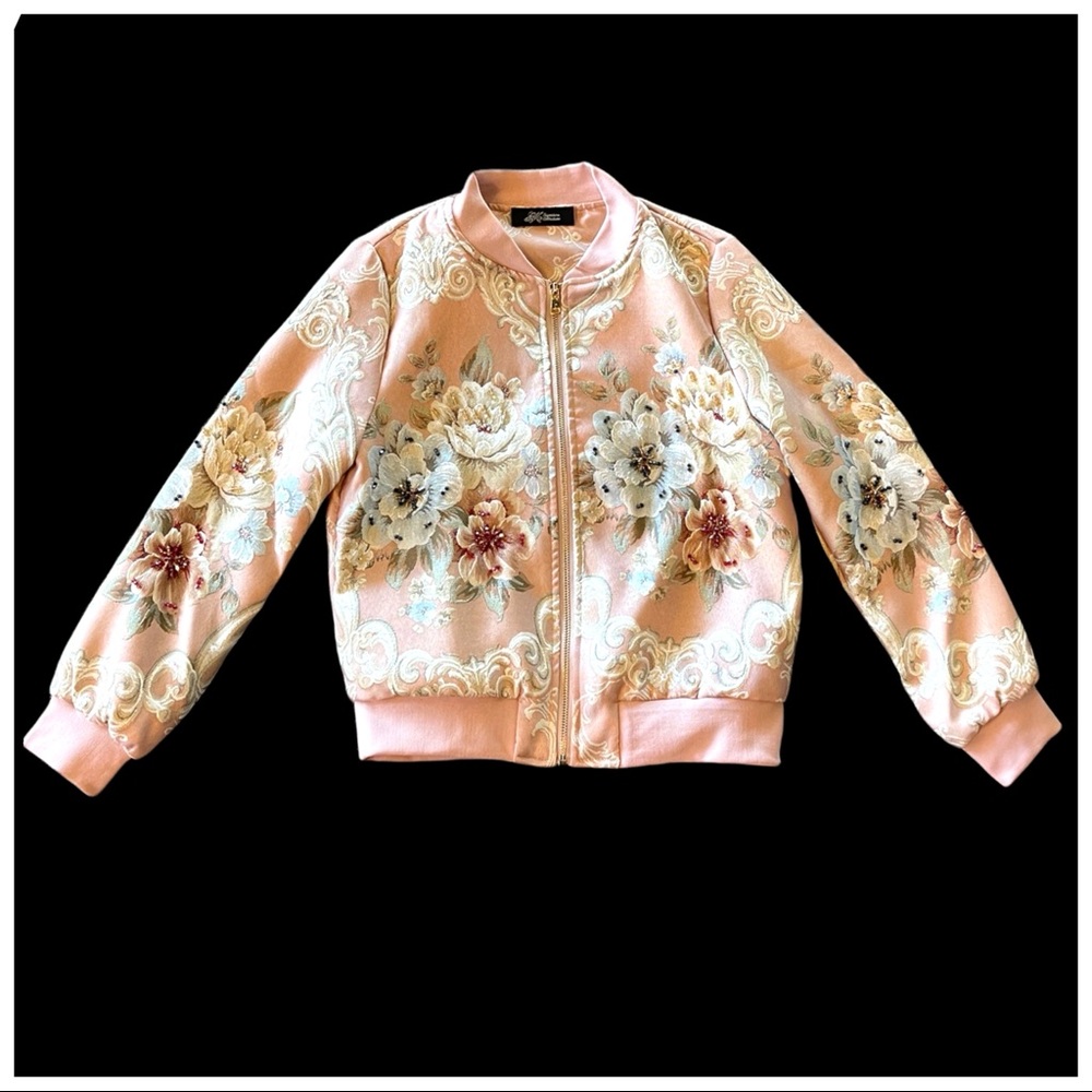 Gorgeous Romantic Embellished Rose Bomber Jacket The Luyzah - Picture 4 of 16